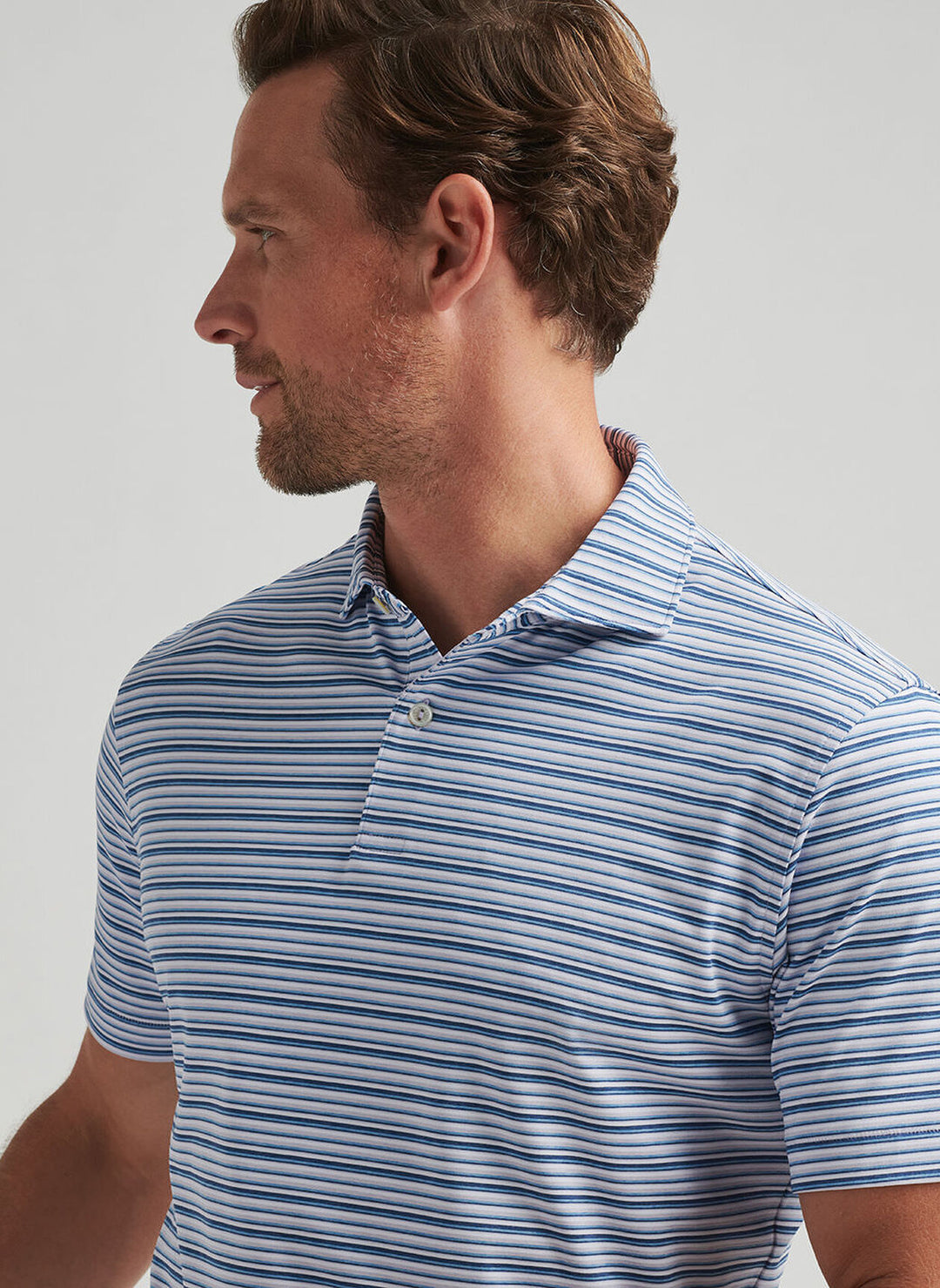 Peter Millar Mens Tailored Fit Cadence Performance Jersey Polo - Lavender Moon