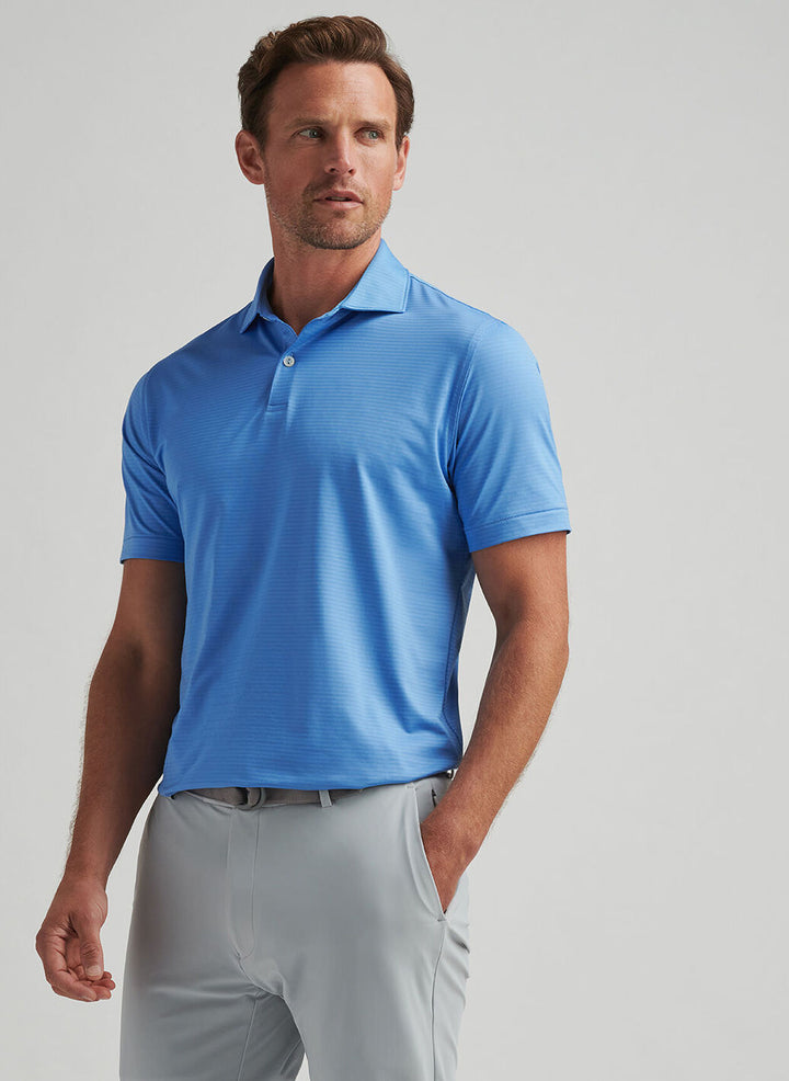 Peter Millar Mens Tailored Fit Empire Performance Jersey Polo - Fountain Blue
