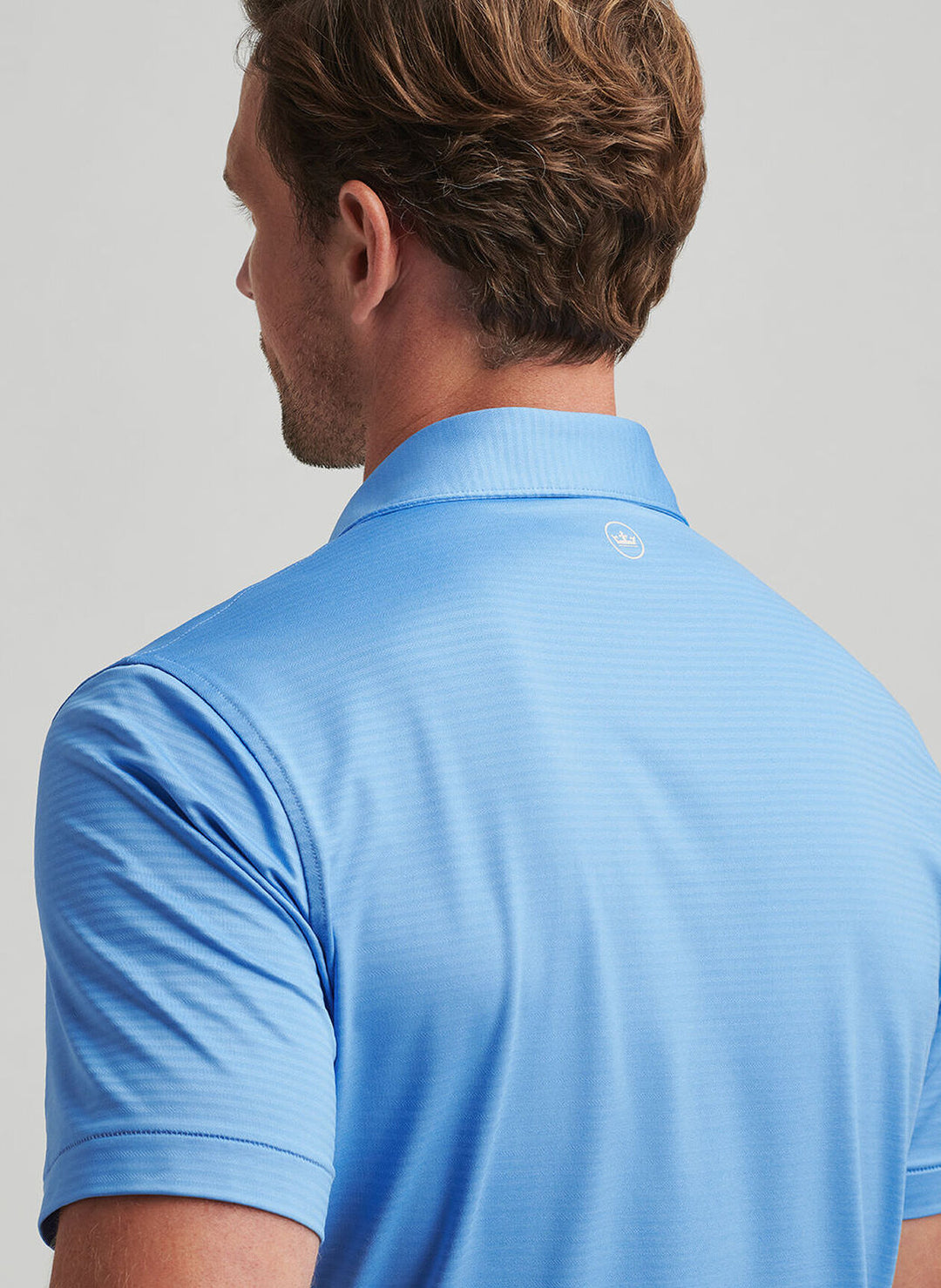 Peter Millar Mens Tailored Fit Empire Performance Jersey Polo - Fountain Blue