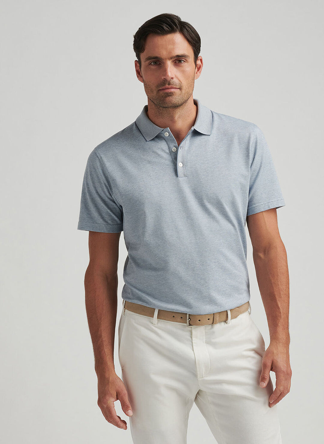 Peter Millar Mens Tailored Fit Barnes Knit Polo - Angelite