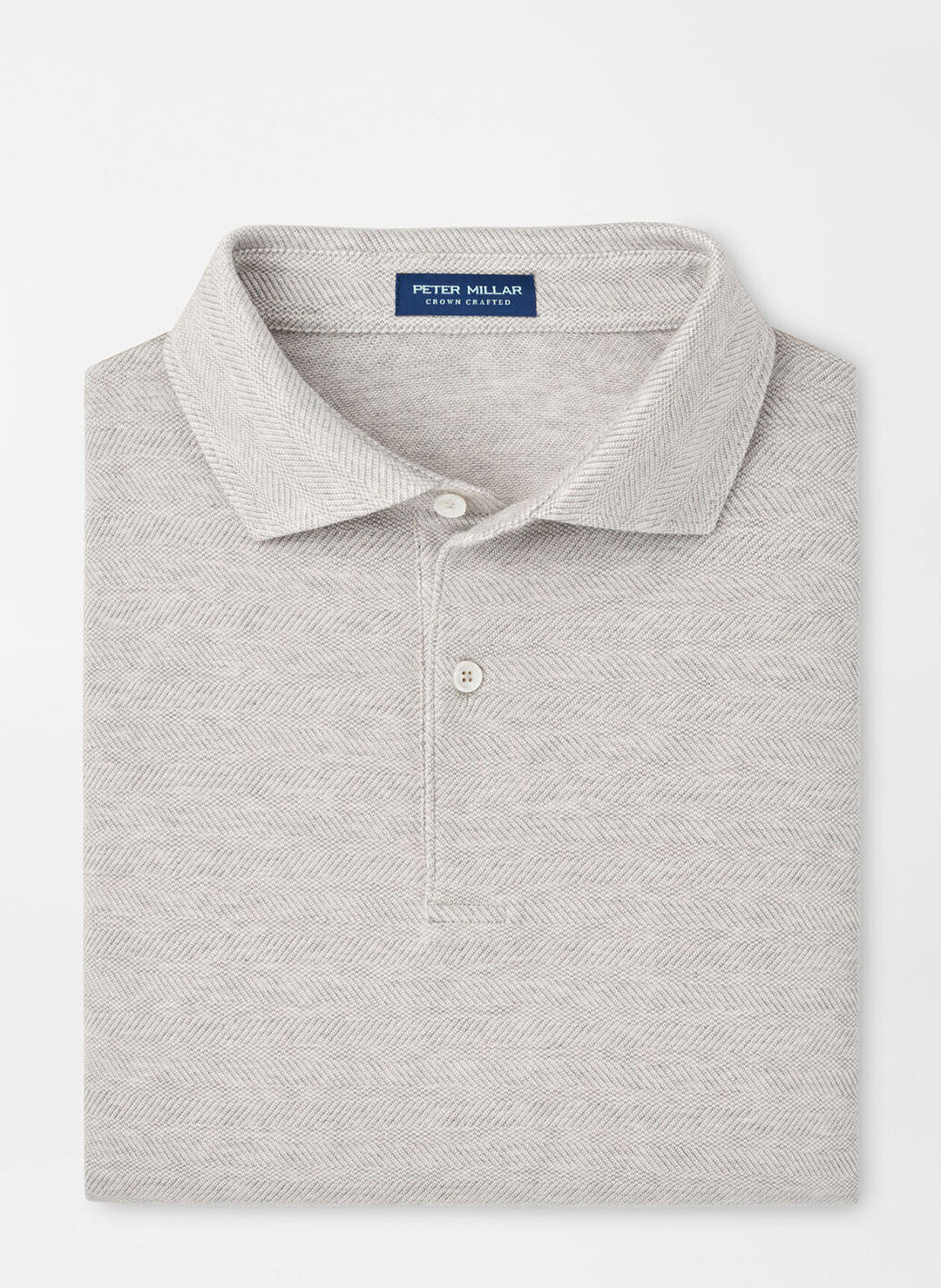 Peter Millar Mens Tailored Fit Harris Herringbone Knit Polo - British Grey