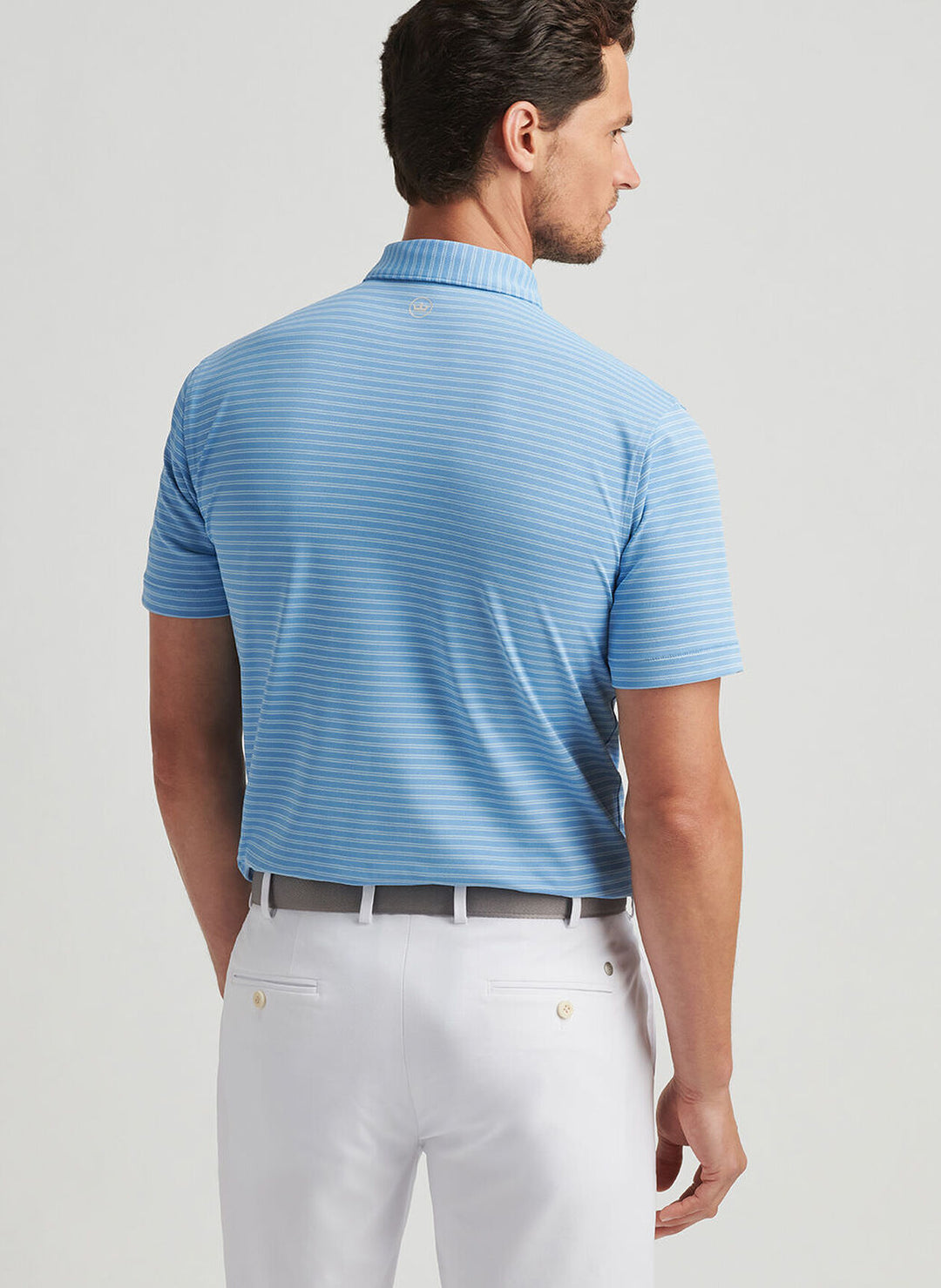 Peter Millar Mens Tailored Fit Mezzo Performance Mesh Polo - Fountain Blue