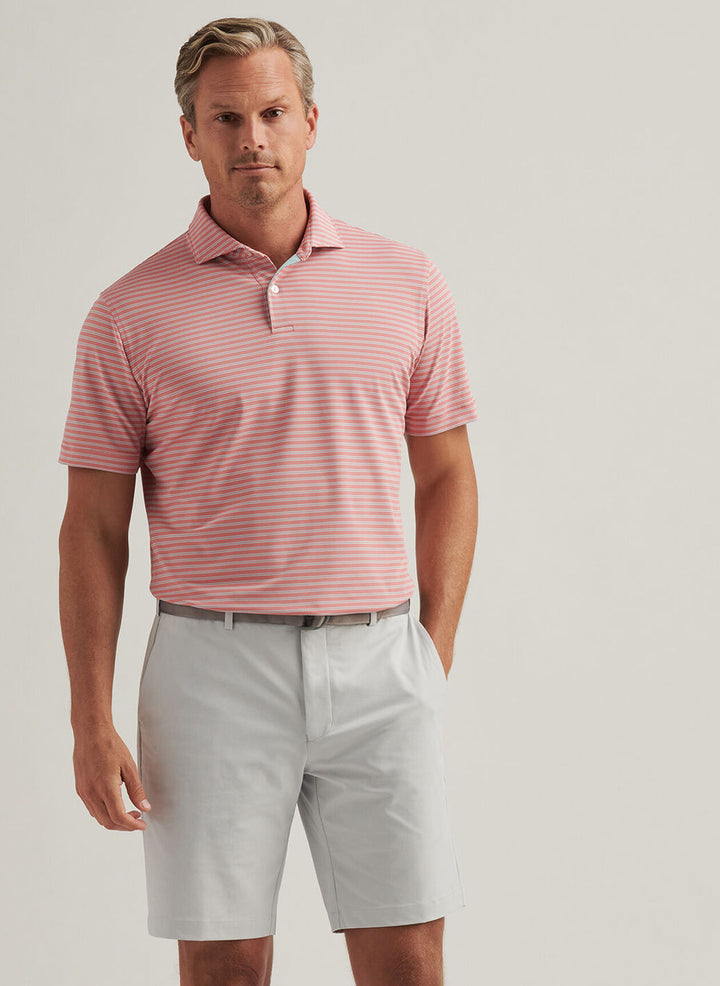 Peter Millar Mens Tailored Fit Mezzo Performance Mesh Polo - Pink Crepe