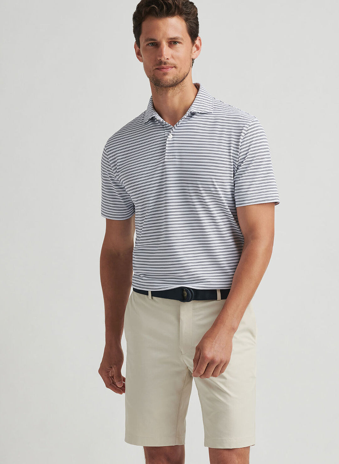 Peter Millar Mens Tailored Fit Mezzo Performance Mesh Polo - White
