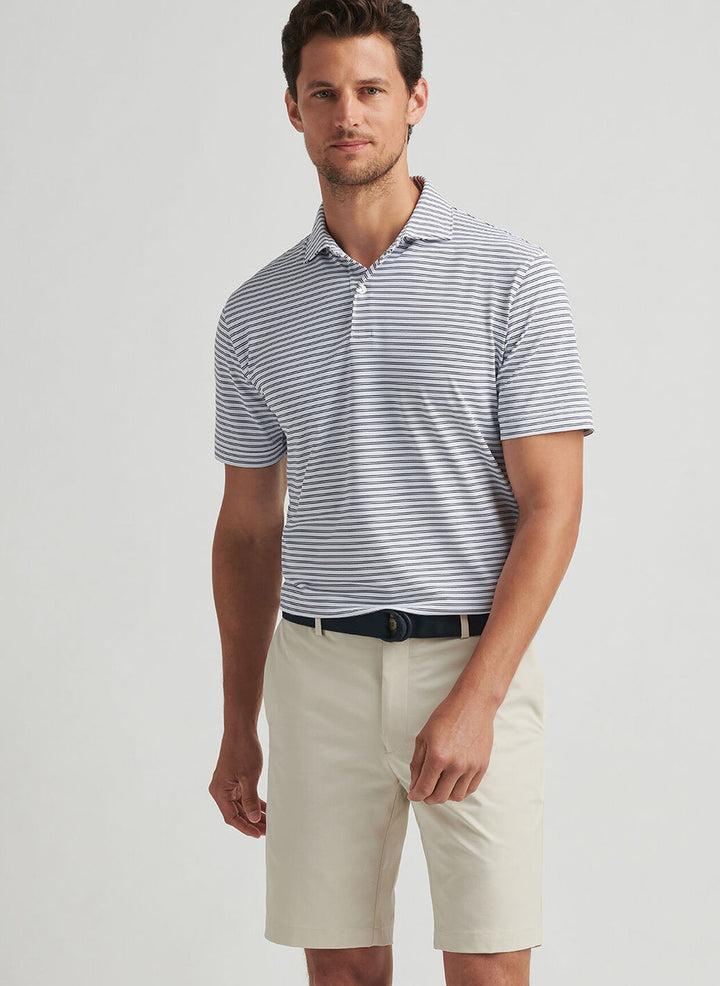 Peter Millar Mens Tailored Fit Mezzo Performance Mesh Polo - White