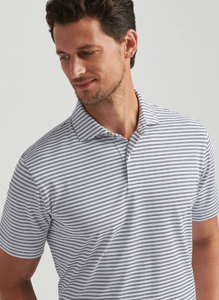Peter Millar Mens Tailored Fit Mezzo Performance Mesh Polo - White