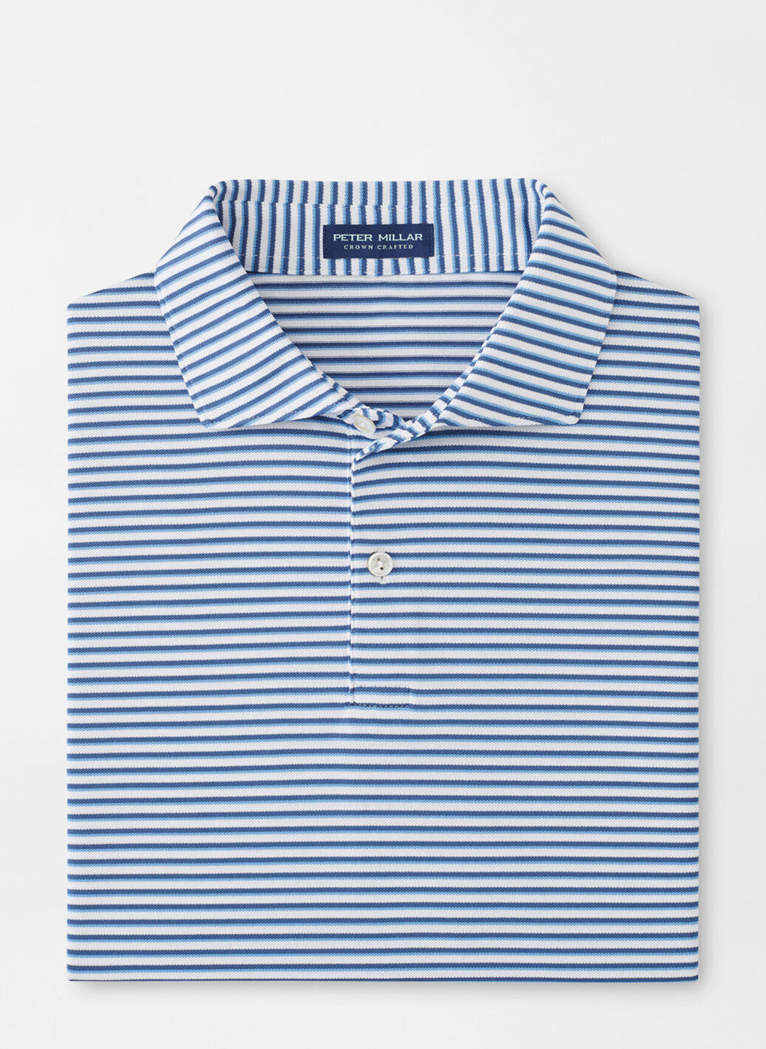 Peter Millar Mens Tailored Fit Tempo Performance Mesh Polo - White Ocean Blue
