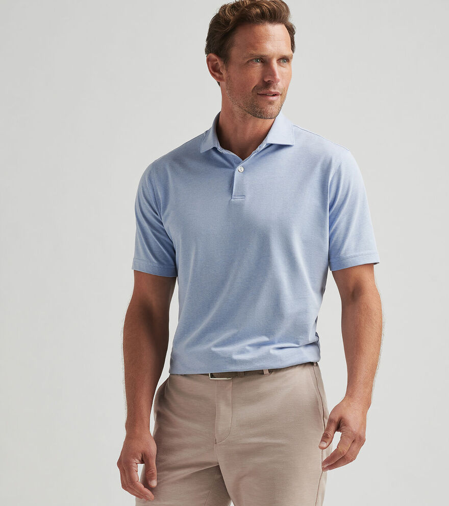 Peter Millar Mens Tailored Fit Albatross Cotton Blend Piqué Polo - Angelite