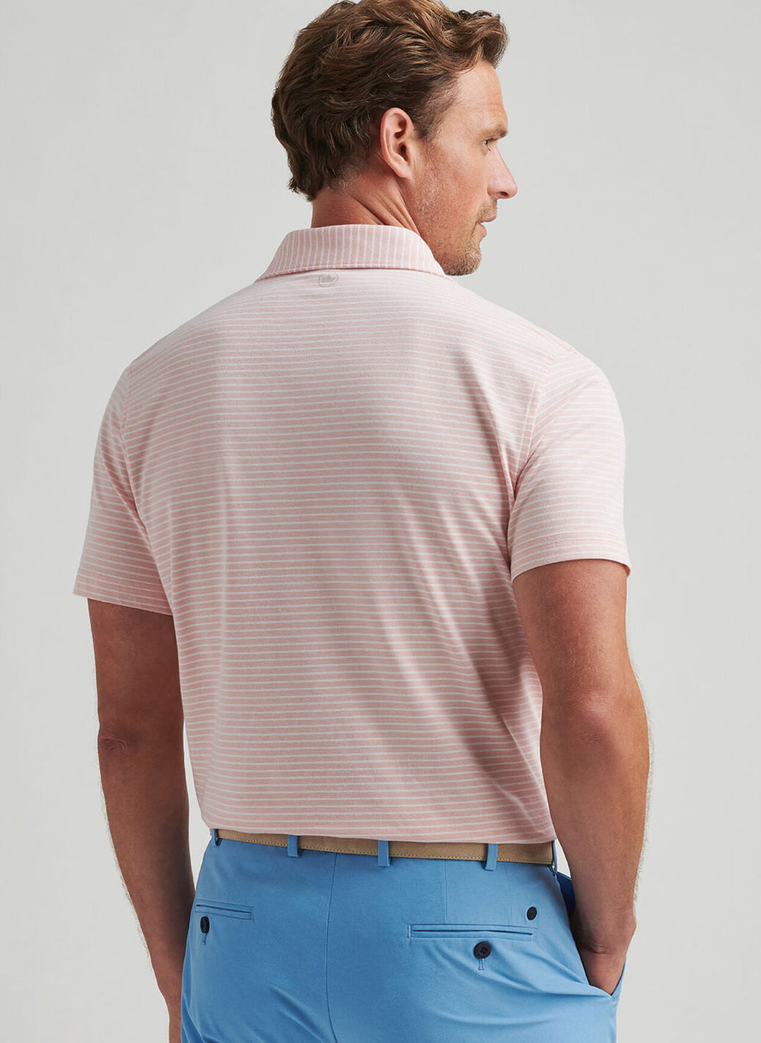 Peter Millar Mens Tailored Fit Albatross Cotton Blend Piqué Polo - Paradise Orange