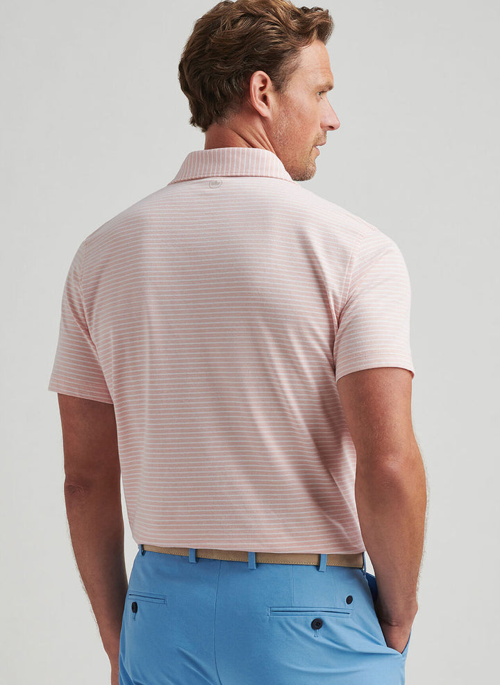 Peter Millar Mens Tailored Fit Albatross Cotton Blend Piqué Polo - Paradise Orange