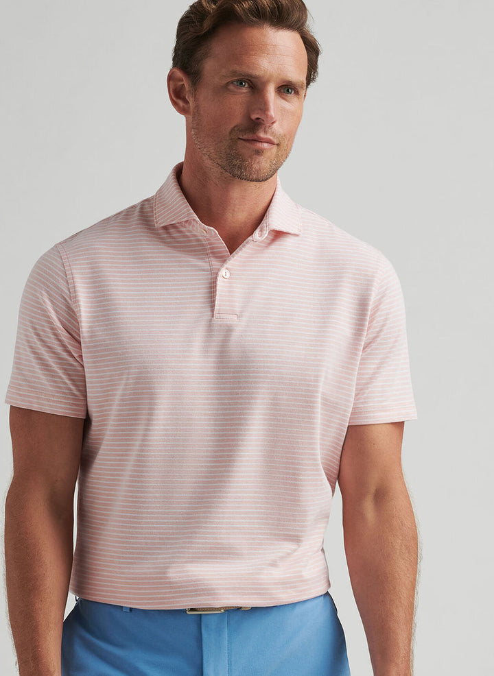 Peter Millar Mens Tailored Fit Albatross Cotton Blend Piqué Polo - Paradise Orange