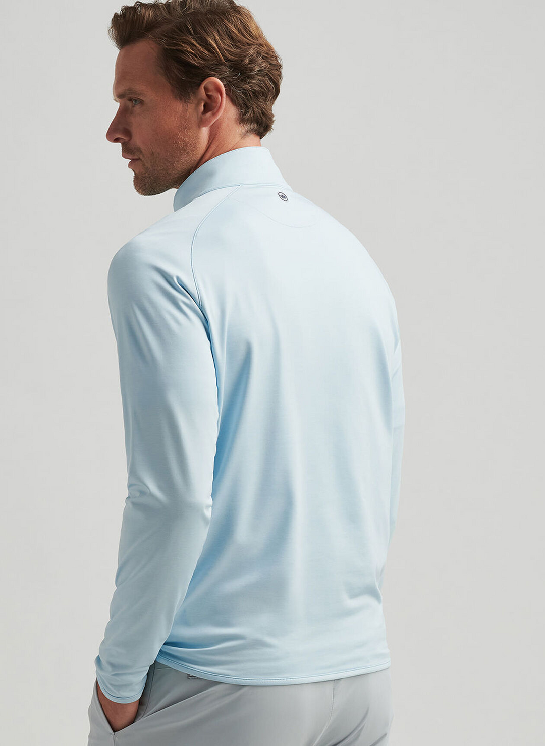 Peter Millar Mens Tailored Fit Stealth Performance Quarter-Zip - Blue Spruce