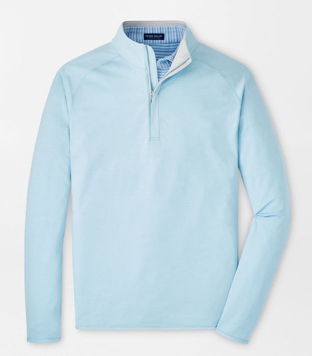 Peter Millar Mens Tailored Fit Stealth Performance Quarter-Zip - Blue Spruce