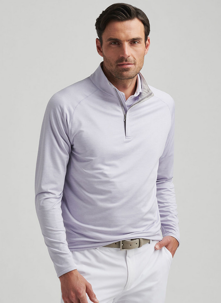 Peter Millar Mens Tailored Fit Stealth Performance Quarter-Zip - LAVENDER MOON