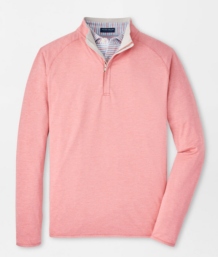 Peter Millar Mens Tailored Fit Stealth Performance Quarter-Zip - Pink Crepe