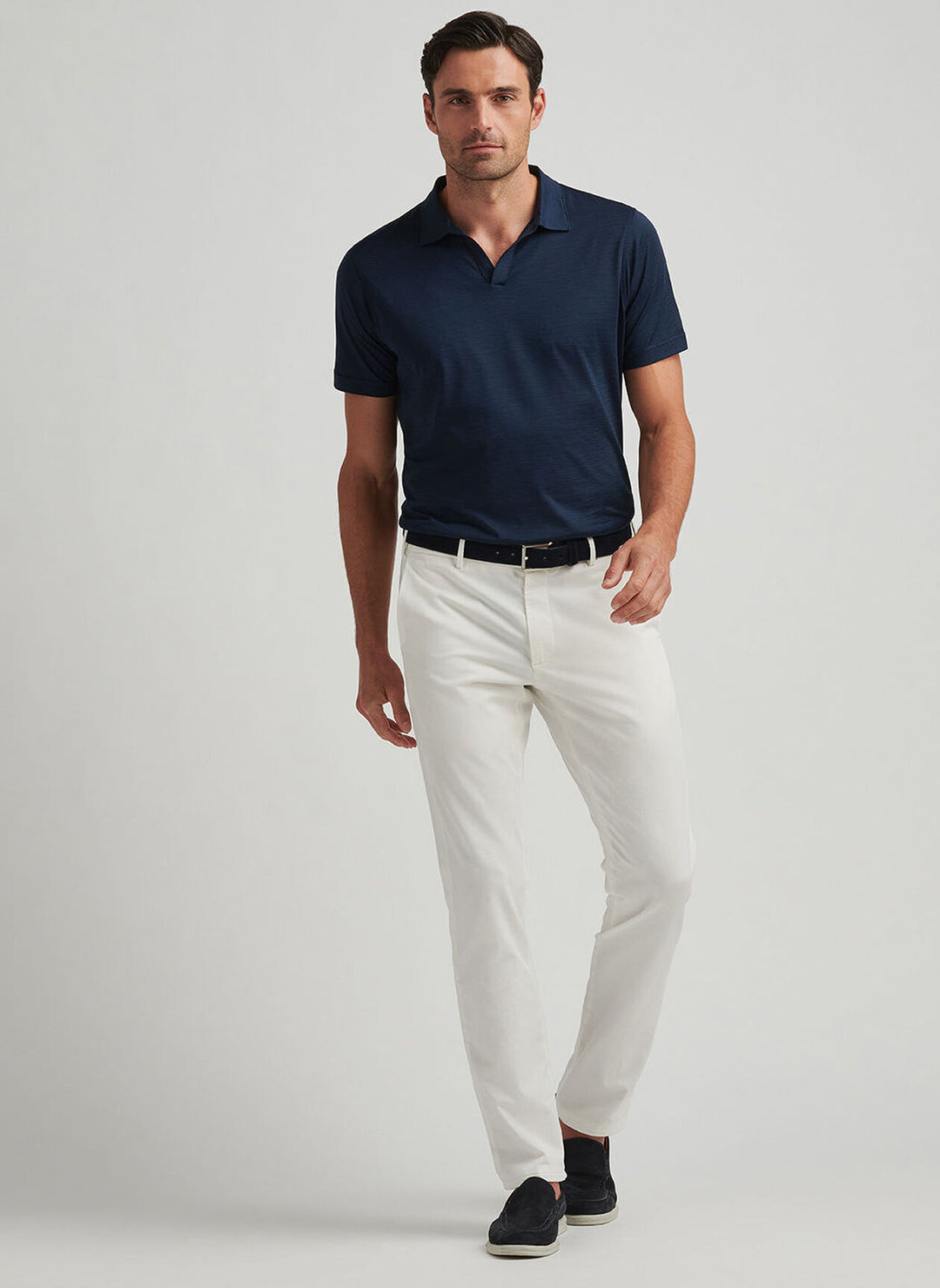 Peter Millar Mens Tailored Fit Richmond Riviera Collar Polo - Ocean Blue