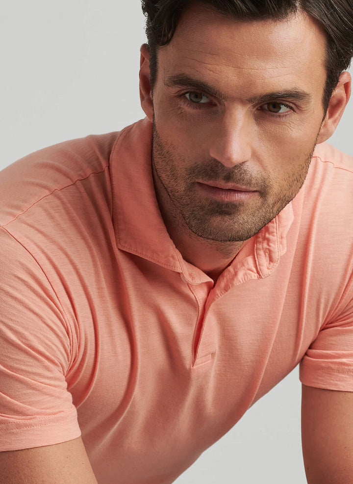 Peter Millar Mens Tailored Fit Journeyman Short-Sleeve Polo - Paradise Orange