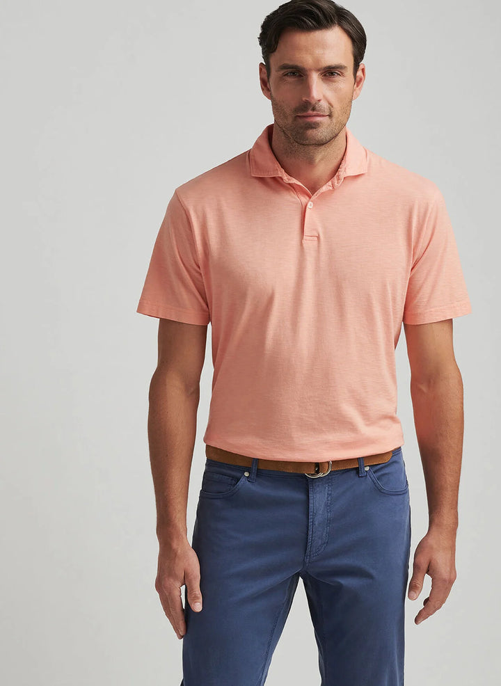 Peter Millar Mens Tailored Fit Journeyman Short-Sleeve Polo - Paradise Orange