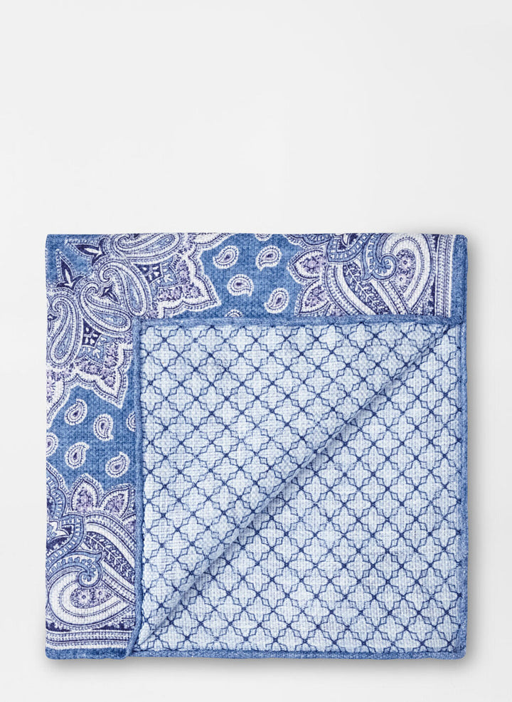 Peter Millar Mens Henderson Paisley Pocket Square - Fountain Blue