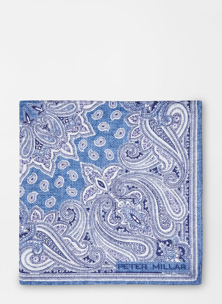 Peter Millar Mens Henderson Paisley Pocket Square - Fountain Blue