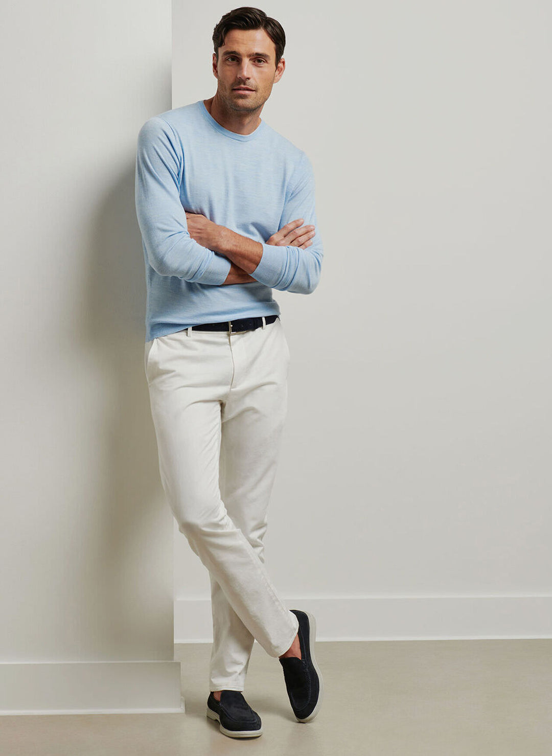 Peter Millar Mens Tailored Fit Excursionist Flex Crew - Angelite