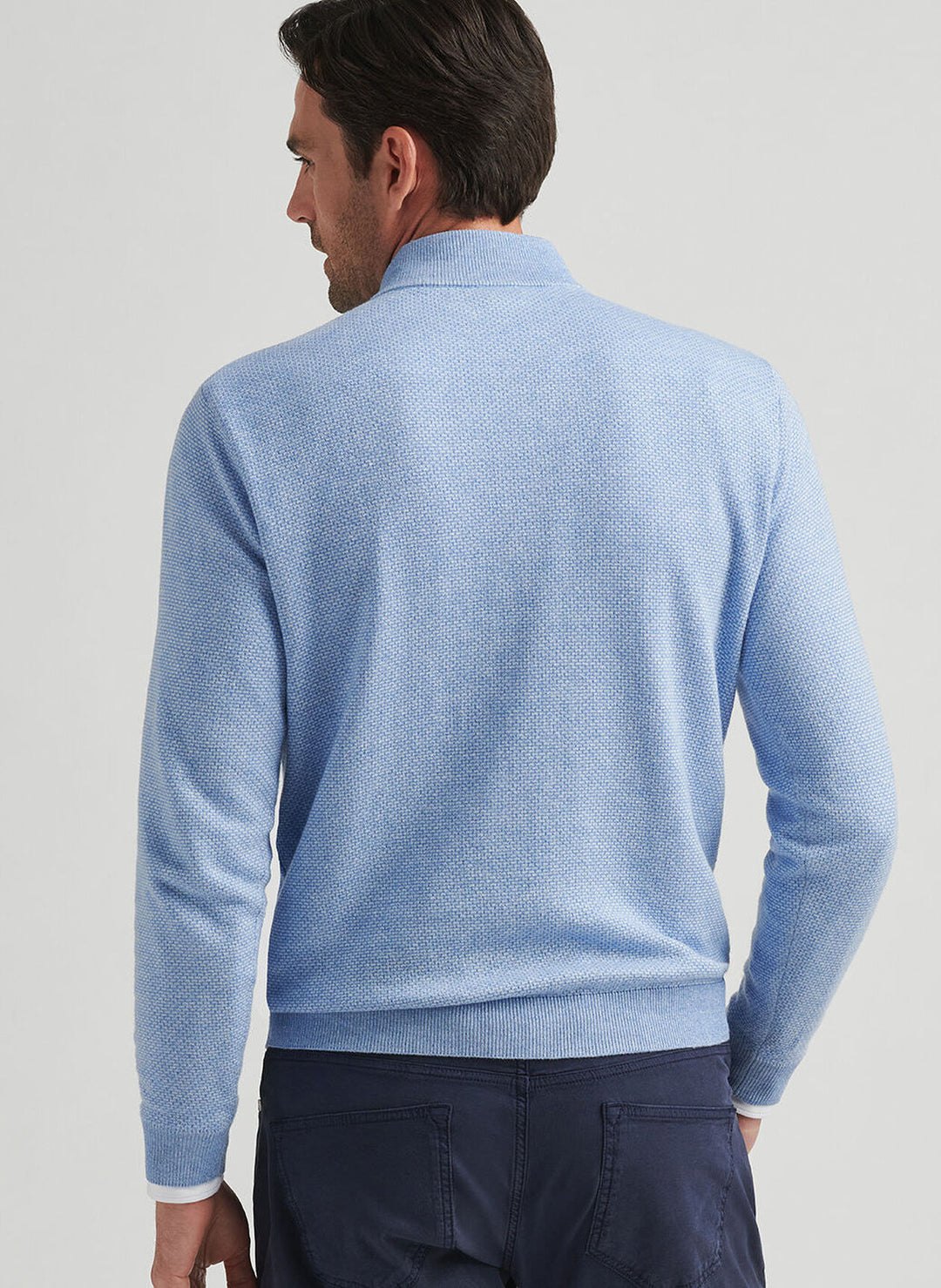 Peter Millar Mens Tailored Fit Ashland Quarter-Zip Sweater - Angelite