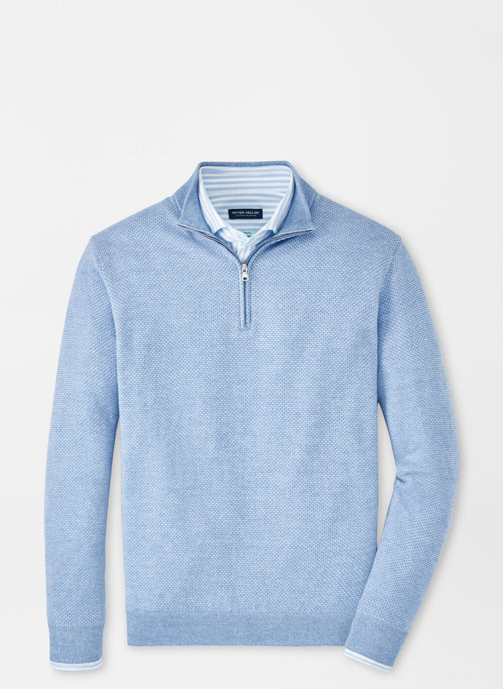 Peter Millar Mens Tailored Fit Ashland Quarter-Zip Sweater - Angelite