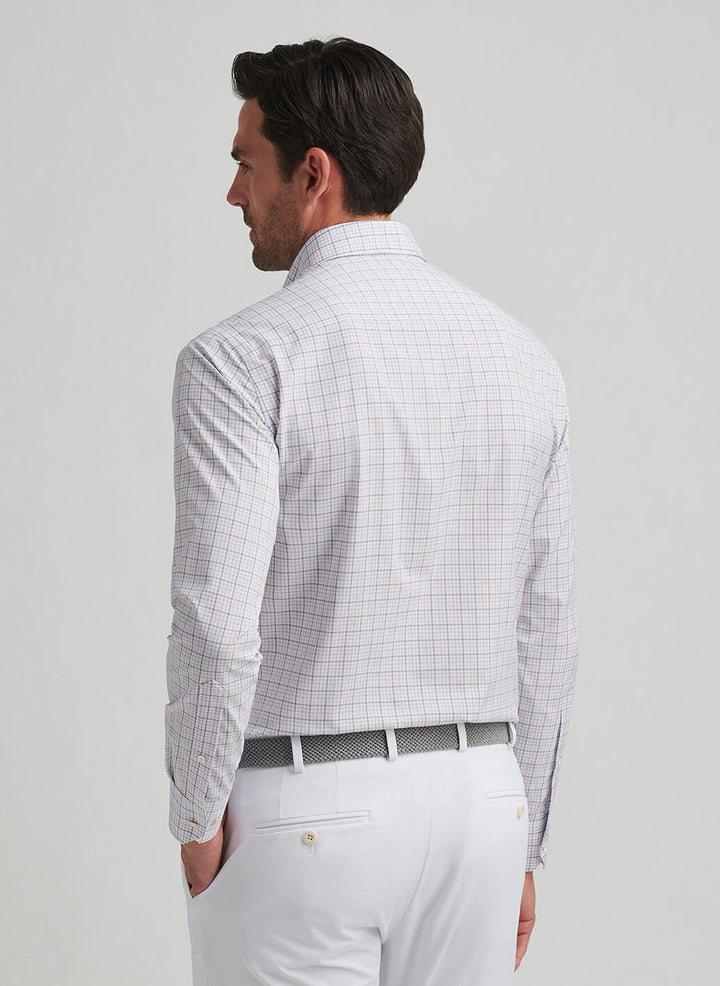 Peter Millar Mens Tailored Fit Getz Performance Poplin Sport Shirt - Navy