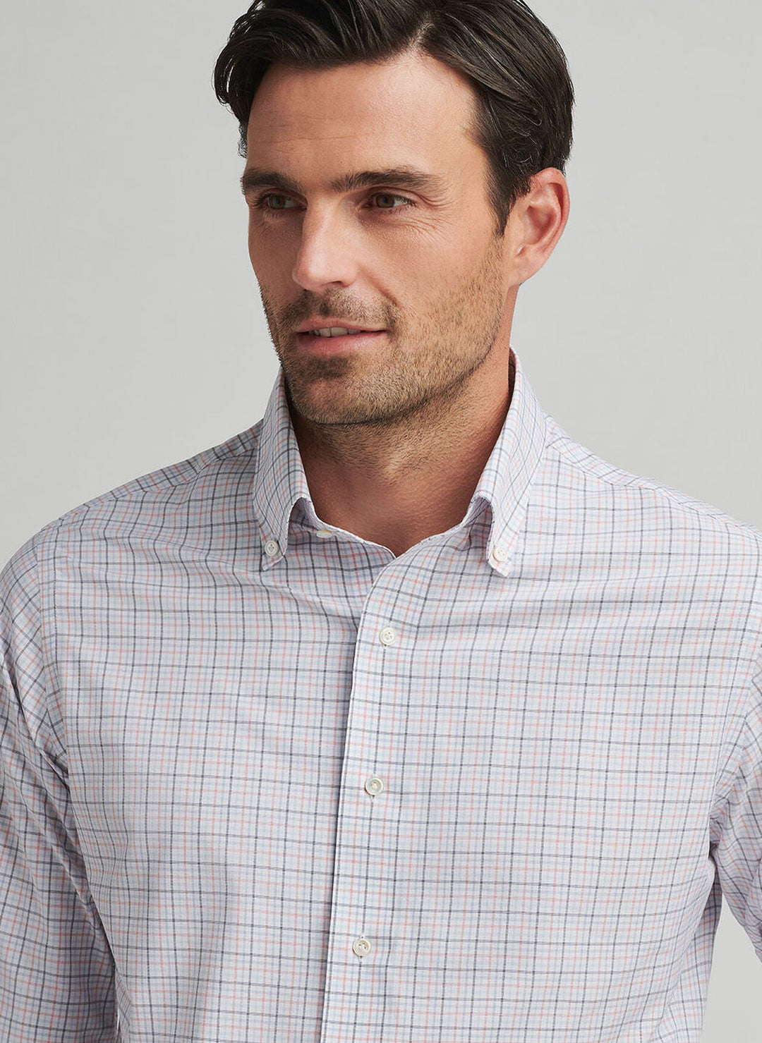 Peter Millar Mens Tailored Fit Getz Performance Poplin Sport Shirt - Navy