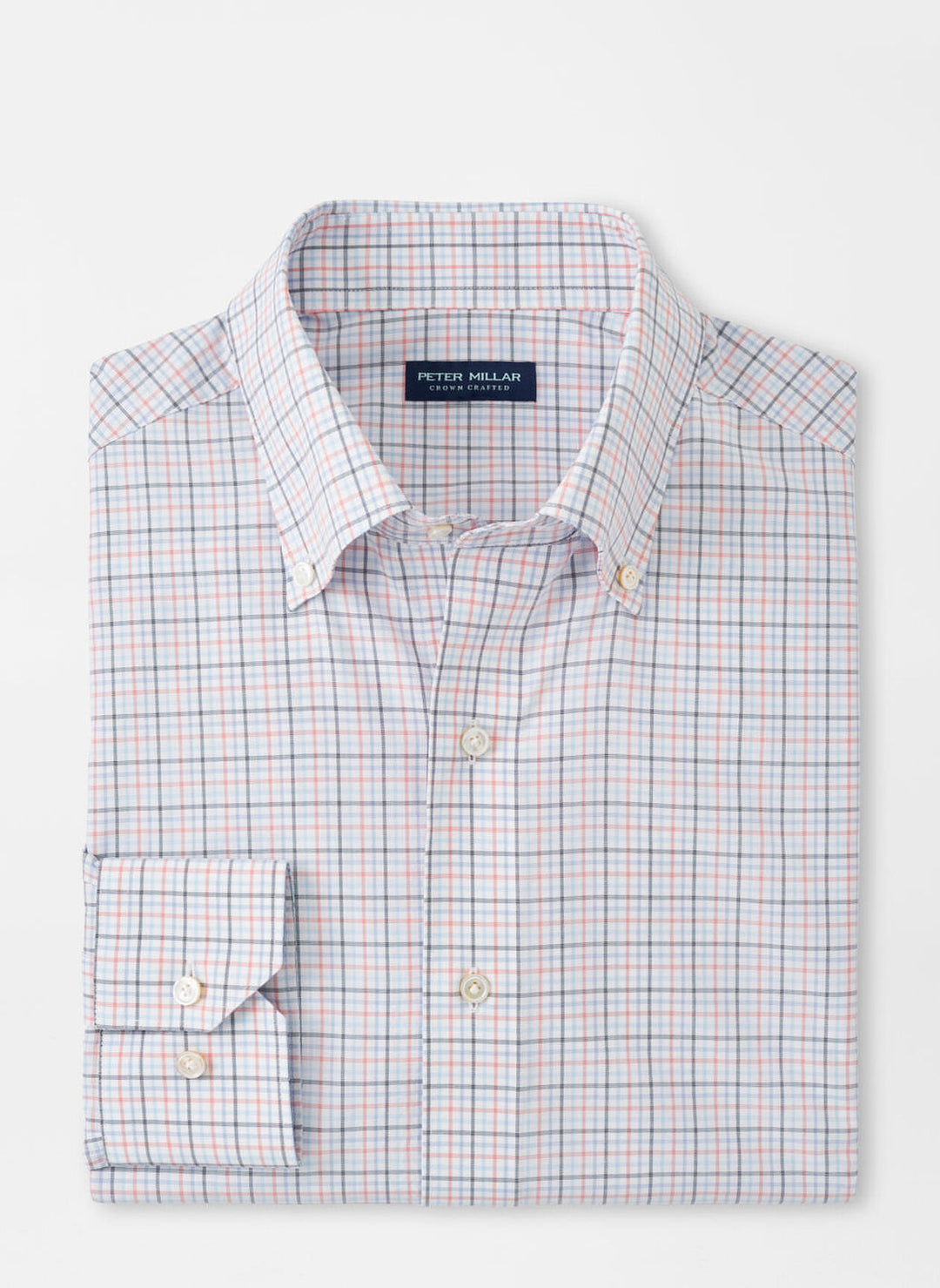Peter Millar Mens Tailored Fit Getz Performance Poplin Sport Shirt - Navy