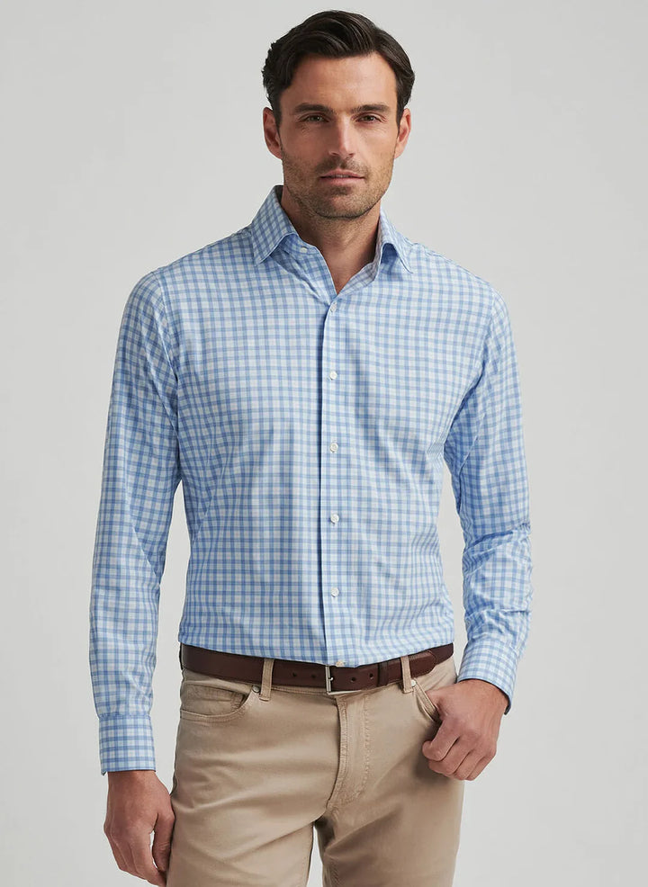 Peter Millar Men's Tailored Fit Coltrane Performance Poplin Sport Shirt - ANGELITE