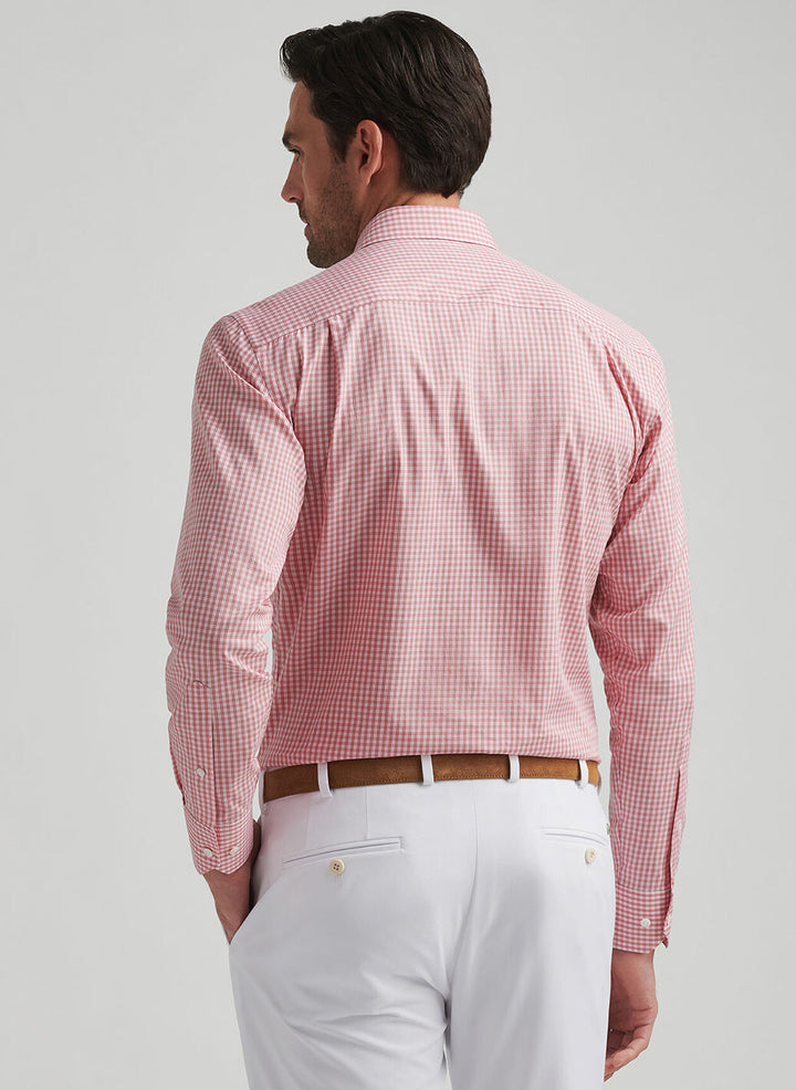 Peter Millar Mens Tailored Fit Capri Cotton Sport Shirt - Pink Crepe