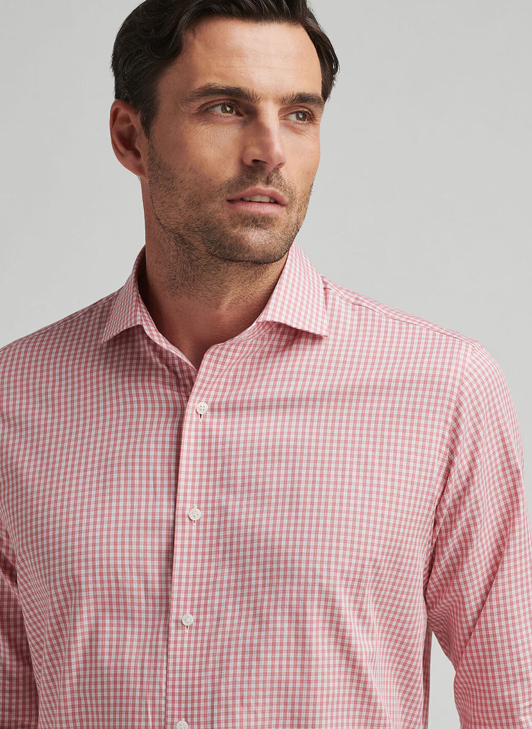 Peter Millar Mens Tailored Fit Capri Cotton Sport Shirt - Pink Crepe