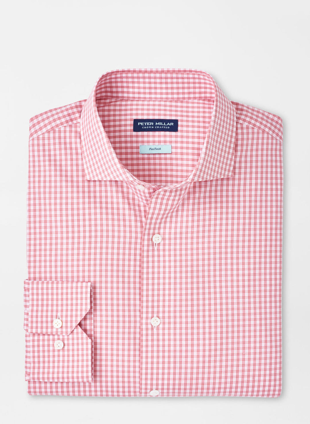 Peter Millar Mens Tailored Fit Capri Cotton Sport Shirt - Pink Crepe