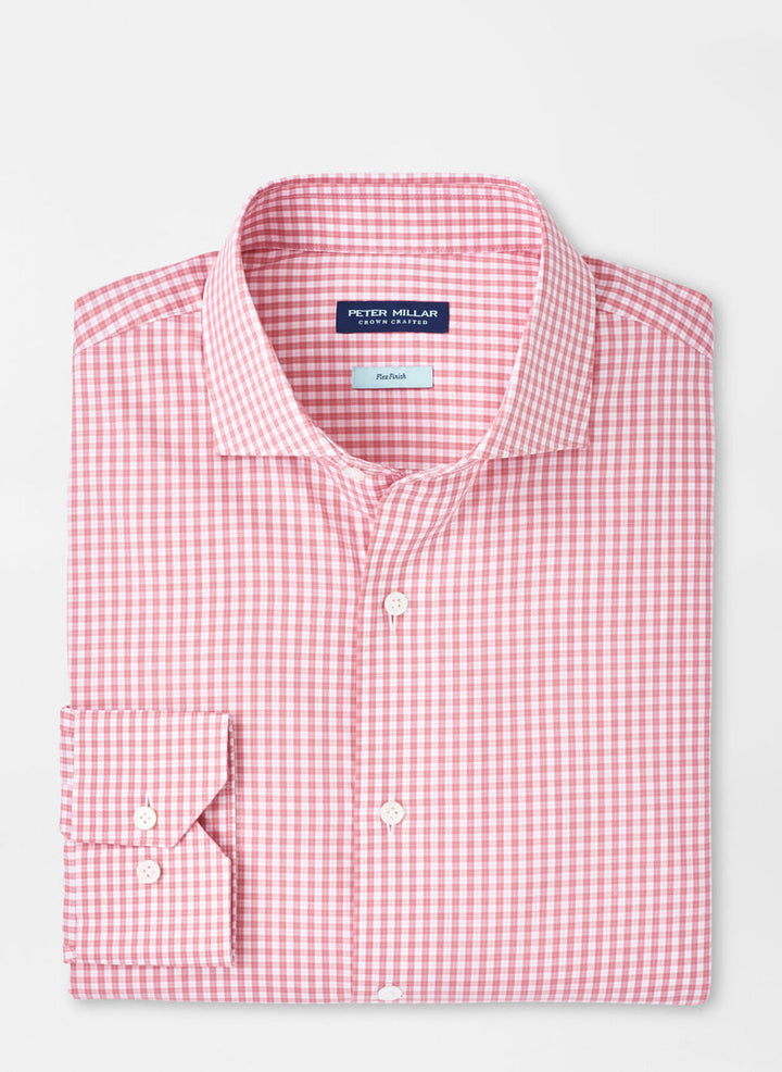 Peter Millar Mens Tailored Fit Capri Cotton Sport Shirt - Pink Crepe
