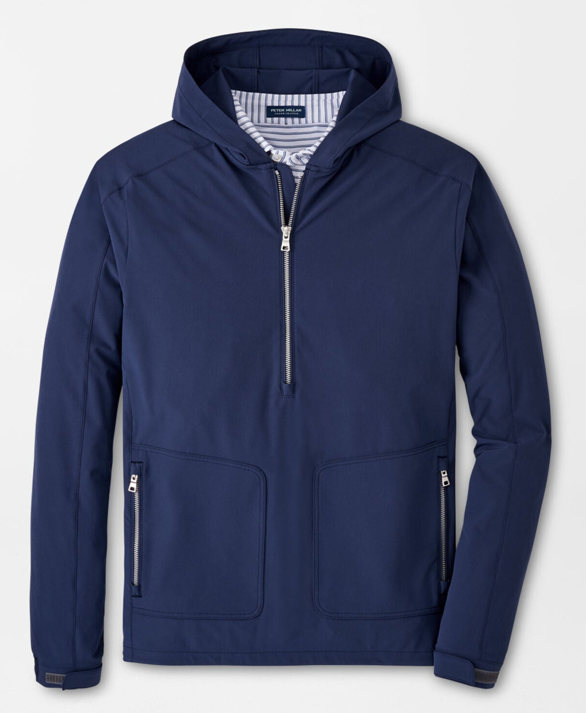 Peter Millar Mens Tailored Fit Quest Half-Zip Hoodie - Navy