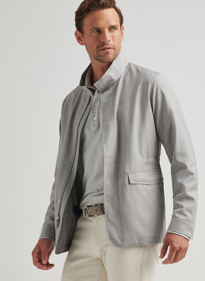 Peter Millar Mens Tailored Fit Excursionist Lite City Coat - Platinum