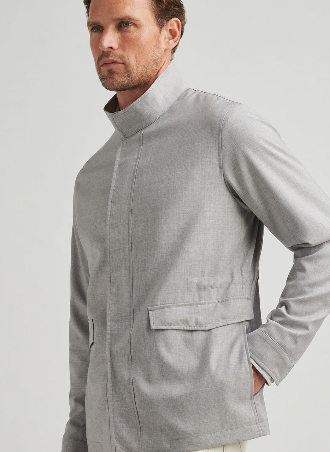 Peter Millar Mens Tailored Fit Excursionist Lite City Coat - Platinum
