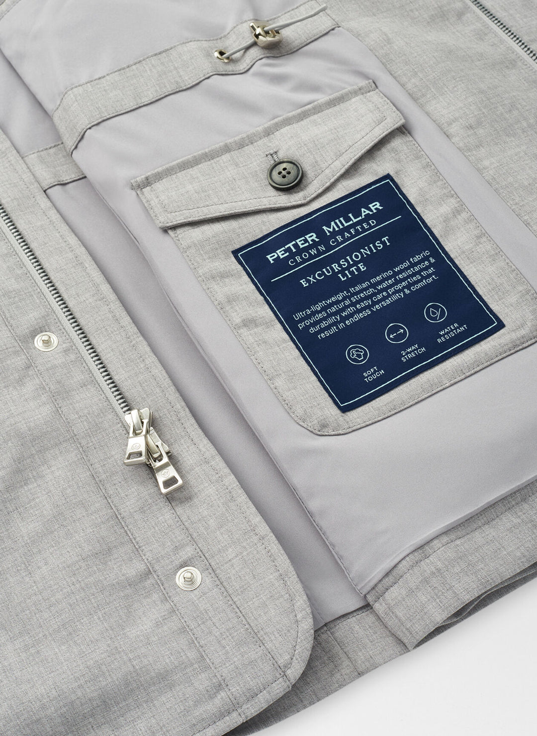 Peter Millar Mens Tailored Fit Excursionist Lite City Coat - Platinum