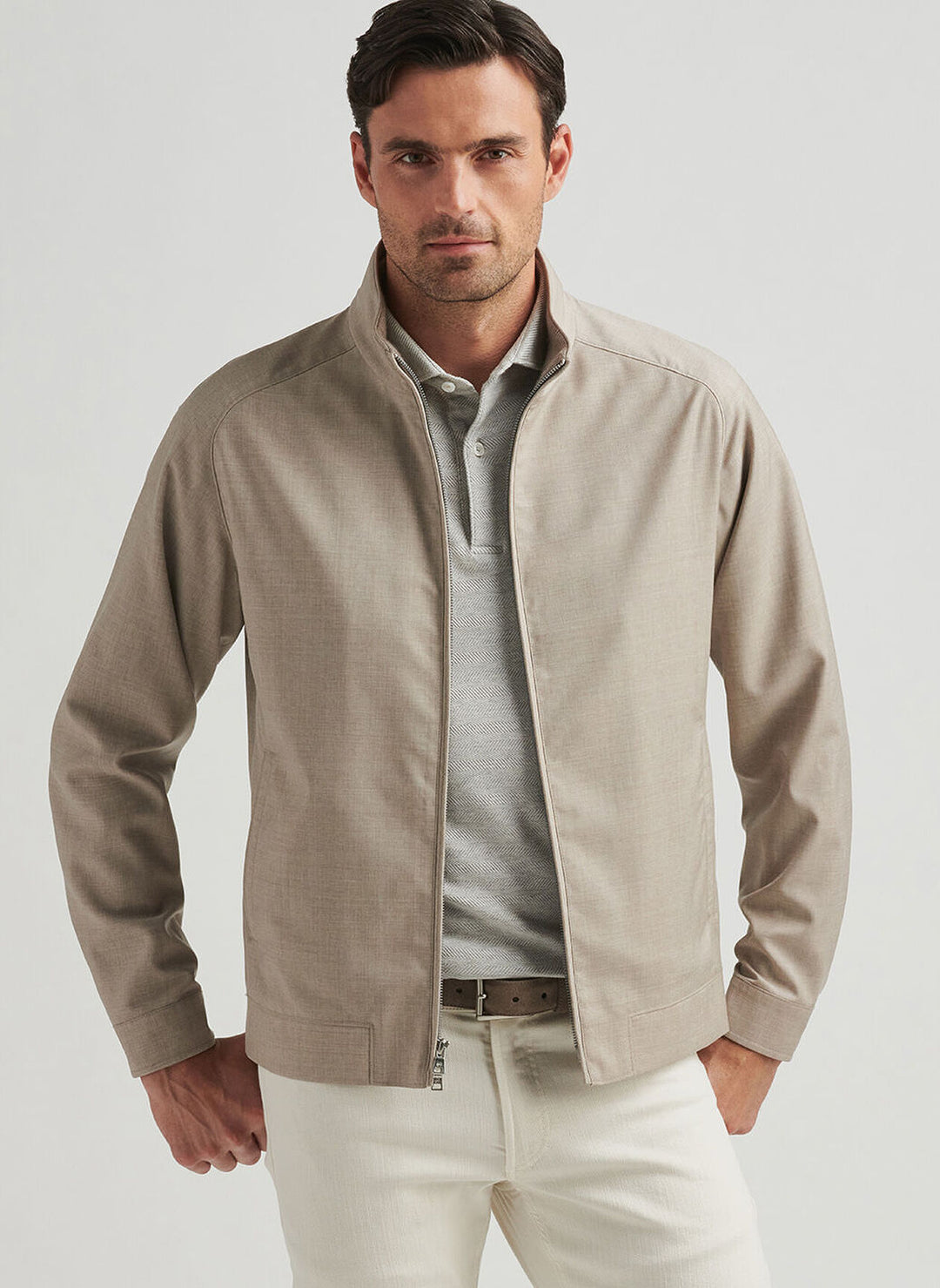 Peter Millar Mens Tailored Fit Excursionist Lite Bomber - Dark Sand