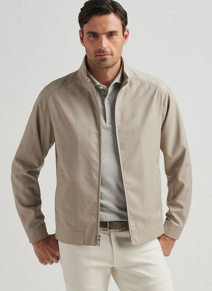 Peter Millar Mens Tailored Fit Excursionist Lite Bomber - Dark Sand