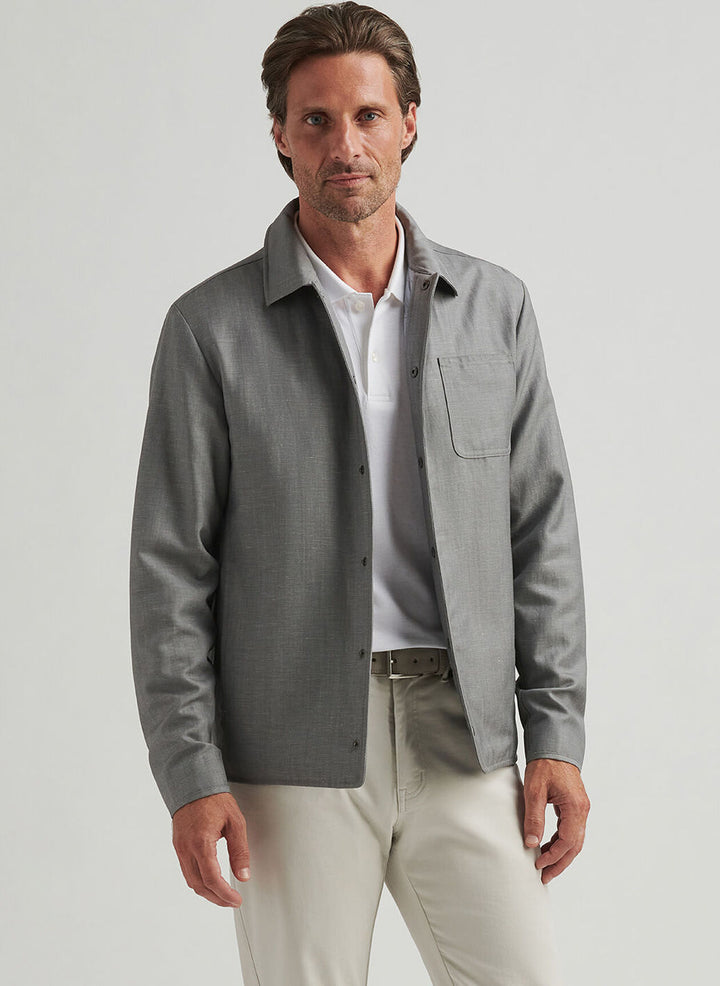 Peter Millar Mens Tailored Fit Portland Shirt Jacket - Gale Grey