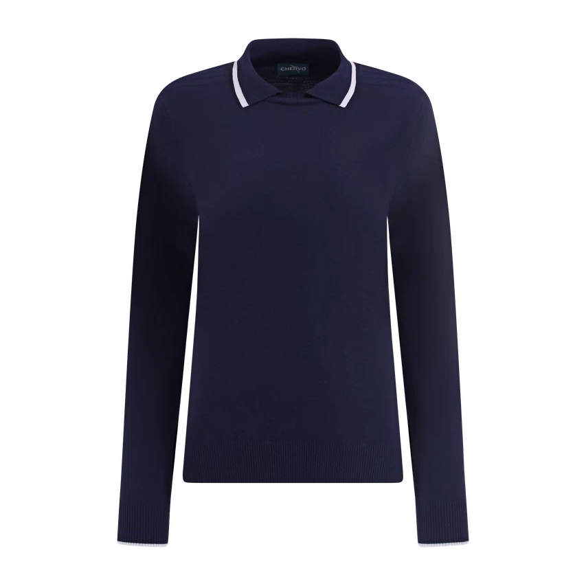 Chervo Women's NOLITA Knit Polo Sweater - NAVY