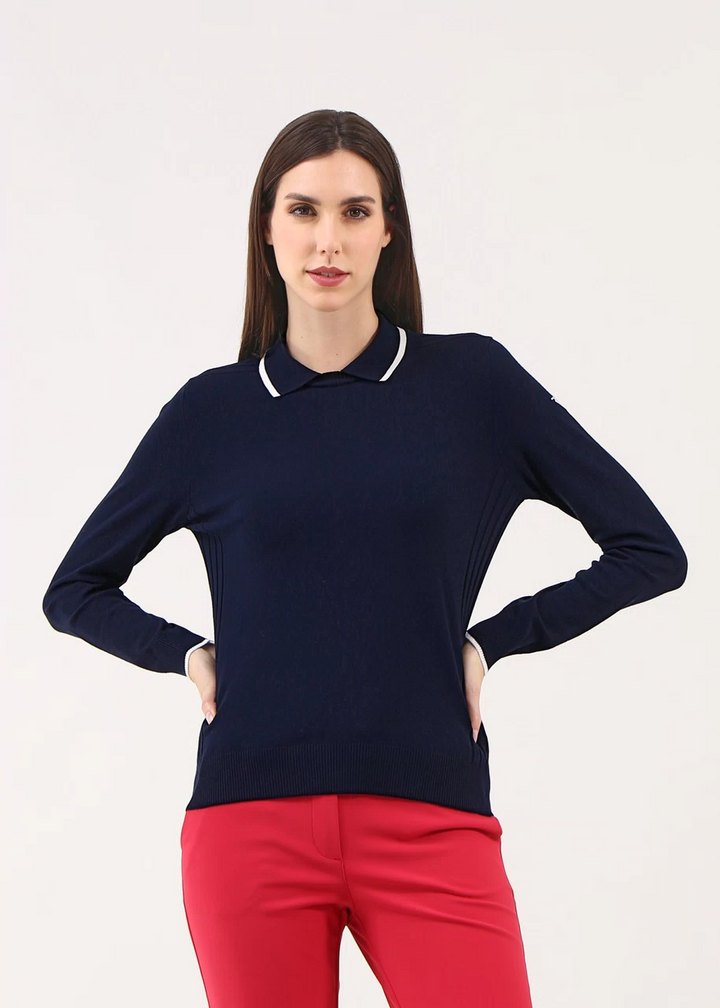 Chervo Women's NOLITA Knit Polo Sweater - NAVY