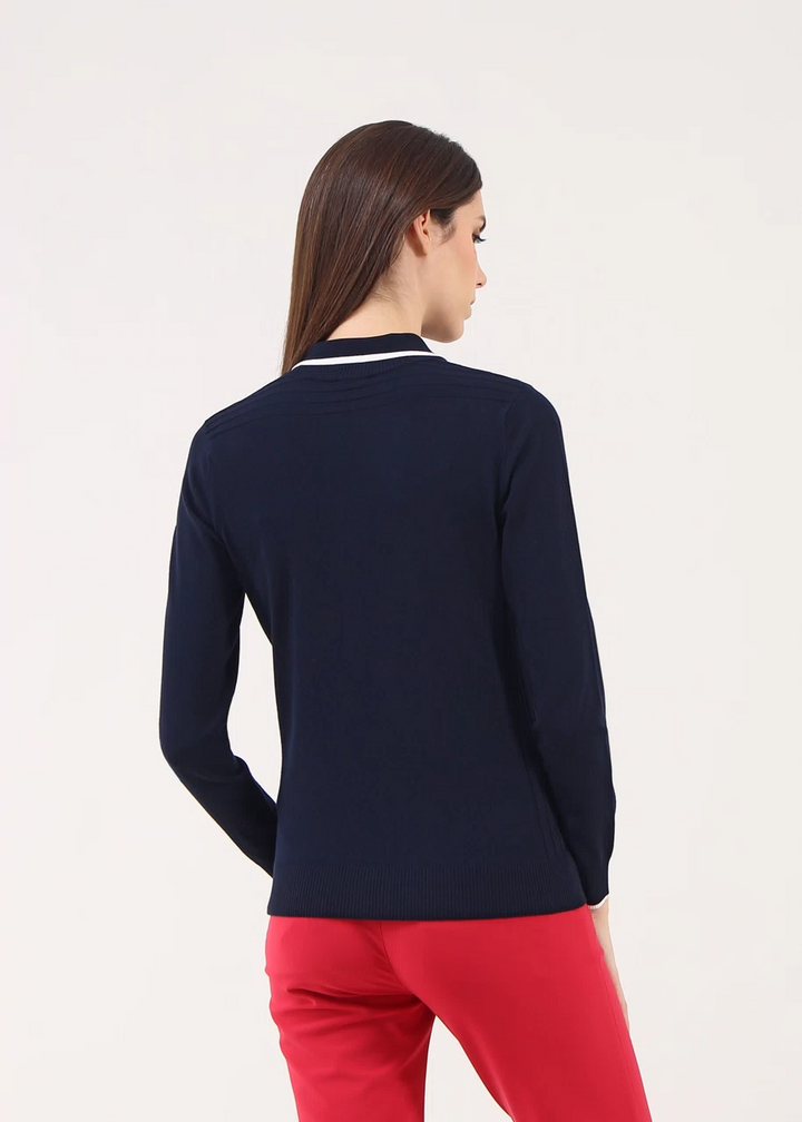 Chervo Women's NOLITA Knit Polo Sweater - NAVY