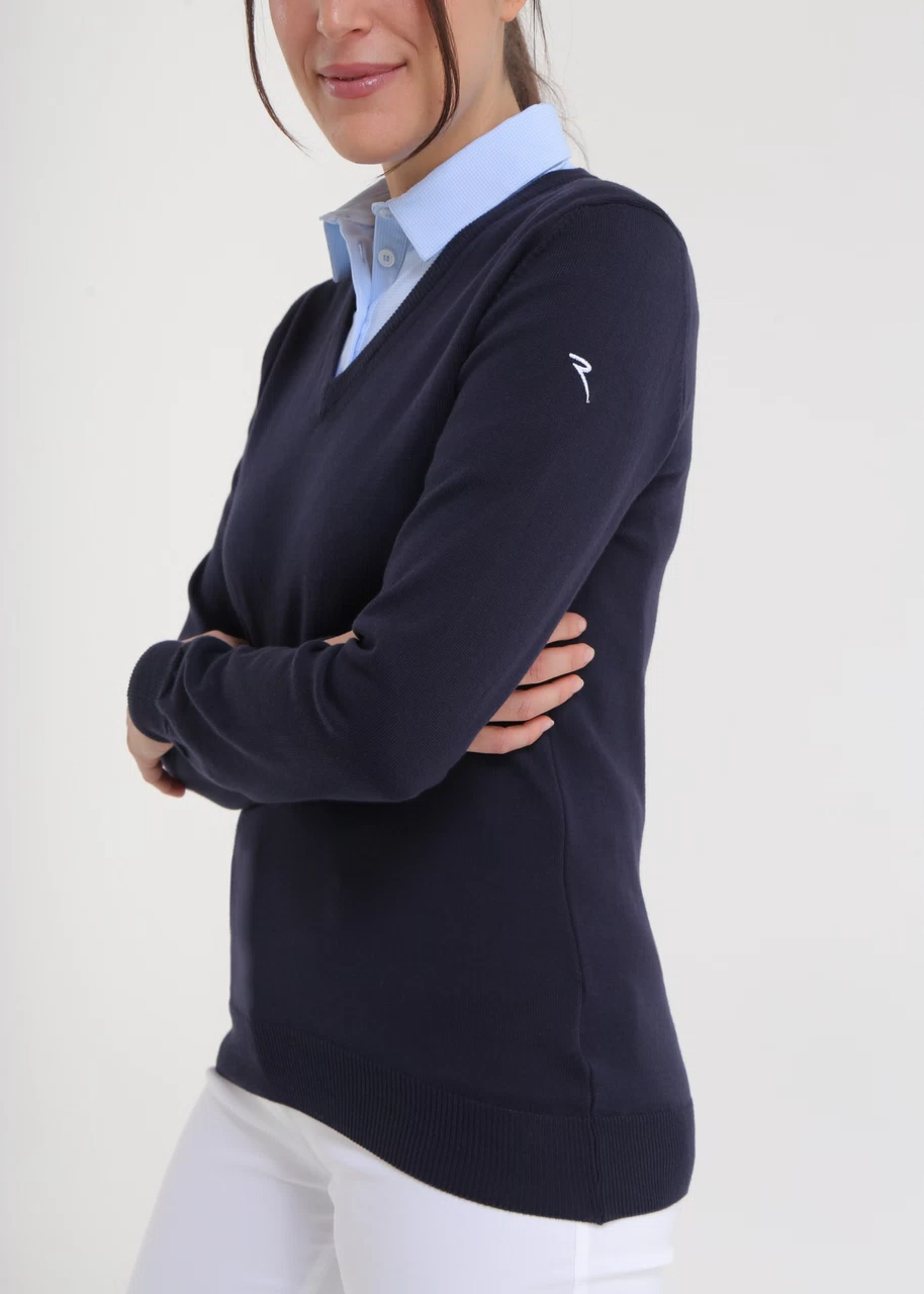 Chervo Women's NEBBIOLINA V-Neck Sweater - NAVY