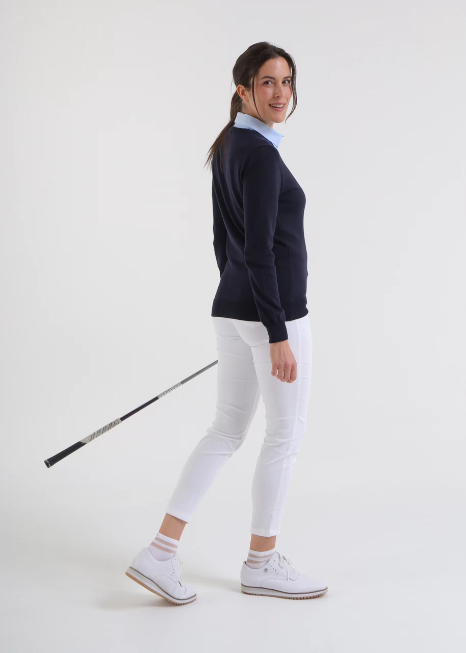 Chervo Women's NEBBIOLINA V-Neck Sweater - NAVY