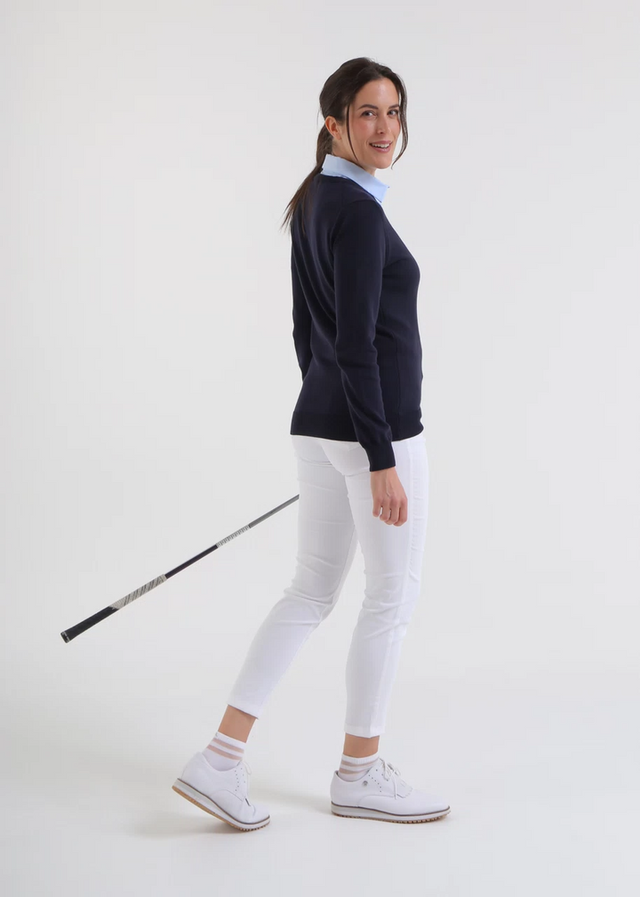 Chervo Women's NEBBIOLINA V-Neck Sweater - NAVY