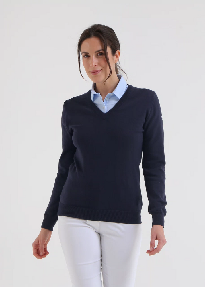 Chervo Women's NEBBIOLINA V-Neck Sweater - NAVY