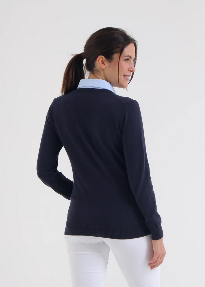 Chervo Women's NEBBIOLINA V-Neck Sweater - NAVY